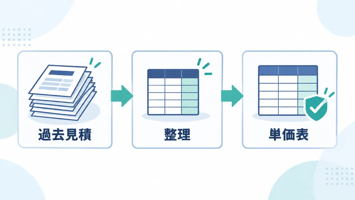 過去見積を整理して単価表にする図