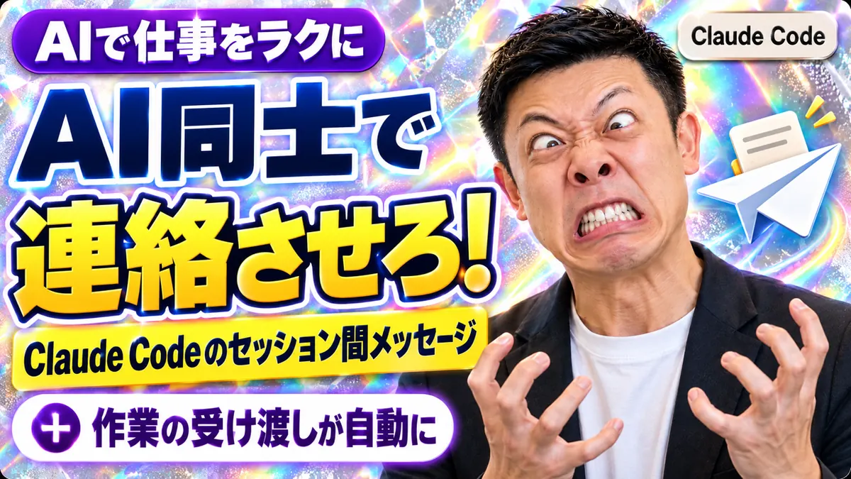 並んで動く複数のAIが、メモを手渡しして作業を受け渡すイメージ